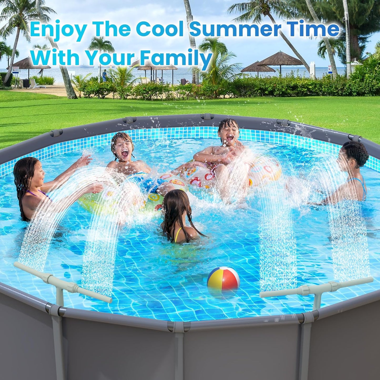 🌞Pool Necessary🌊Multicolor Smart Fountain Waterfall Pool