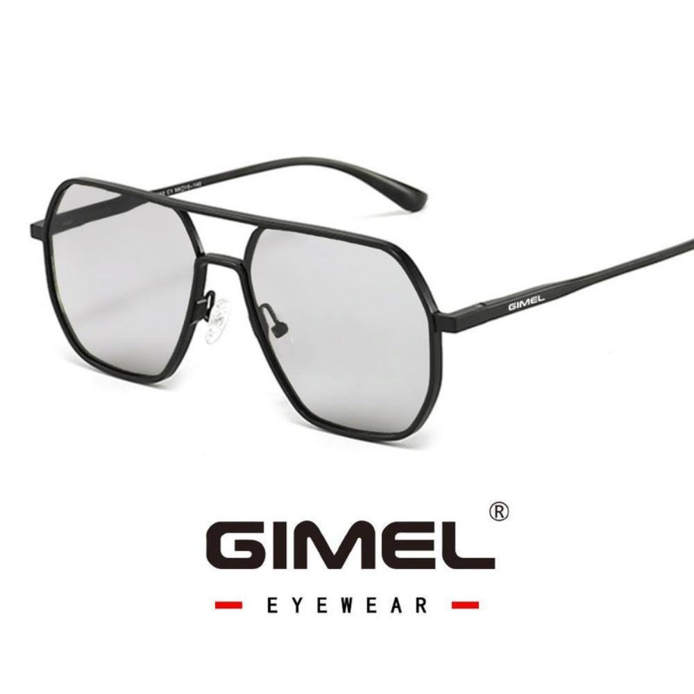 GIMEL-07 Polarized Aviator Sunglasses – Unisex UV400 Travel & Driving Eyewear | Geometric Frame, Double Beam Design