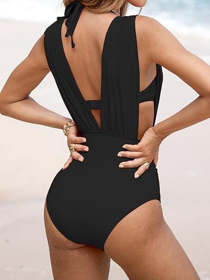 🏖️️ Last day SPECIAL 45% off 🩱 Low cut, pleated swimsuit and collar bra in two-piece set