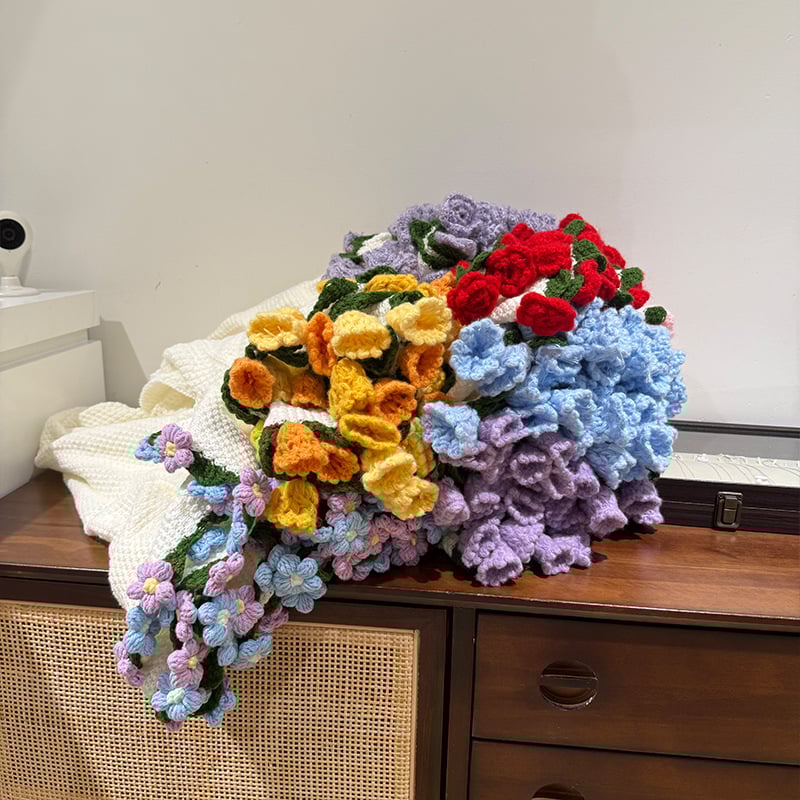 🌸Hand-Knitted Flower Bouquet Blanket🌸🛏️Lightweight yet warm for all seasons