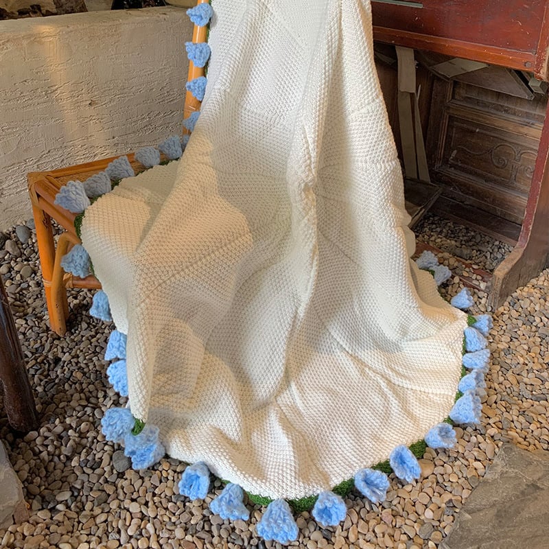 🌸Hand-Knitted Flower Bouquet Blanket🌸🛏️Lightweight yet warm for all seasons