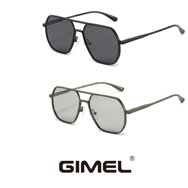 GIMEL-07 Polarized Aviator Sunglasses – Unisex UV400 Travel & Driving Eyewear | Geometric Frame, Double Beam Design