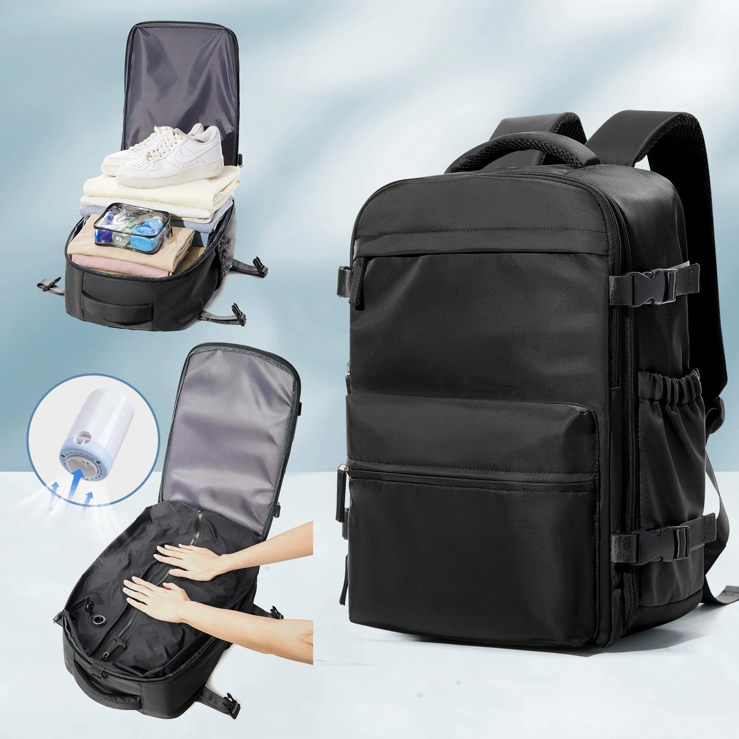 Expandable Vacuum Travel Backpack – Large Capacity Business & Laptop Bag for Men & Women