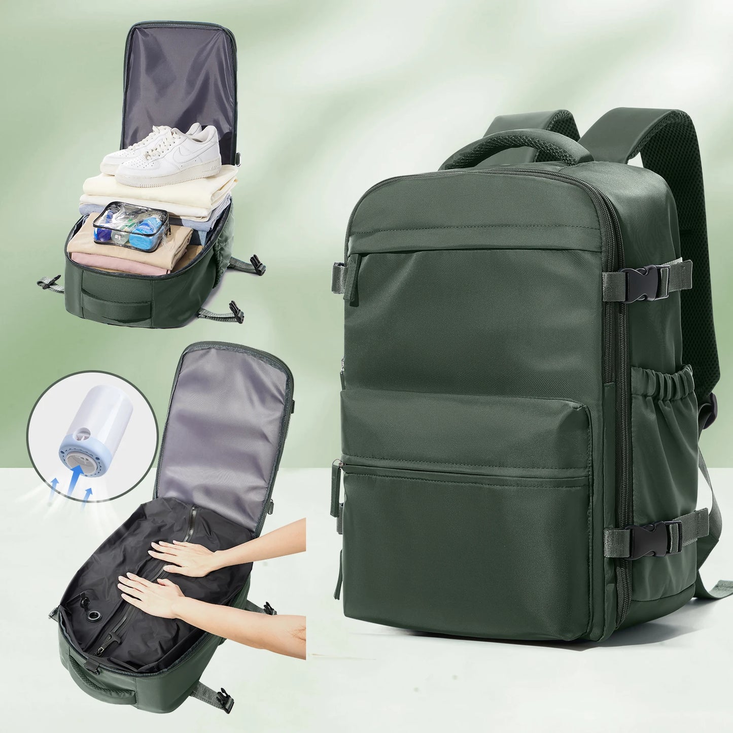 Expandable Vacuum Travel Backpack – Large Capacity Business & Laptop Bag for Men & Women