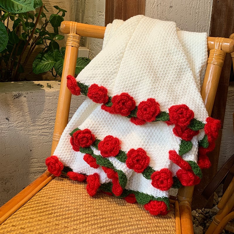 🌸Hand-Knitted Flower Bouquet Blanket🌸🛏️Lightweight yet warm for all seasons