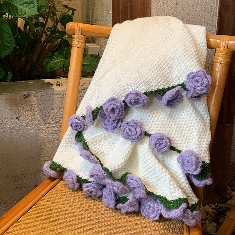 🌸Hand-Knitted Flower Bouquet Blanket🌸🛏️Lightweight yet warm for all seasons