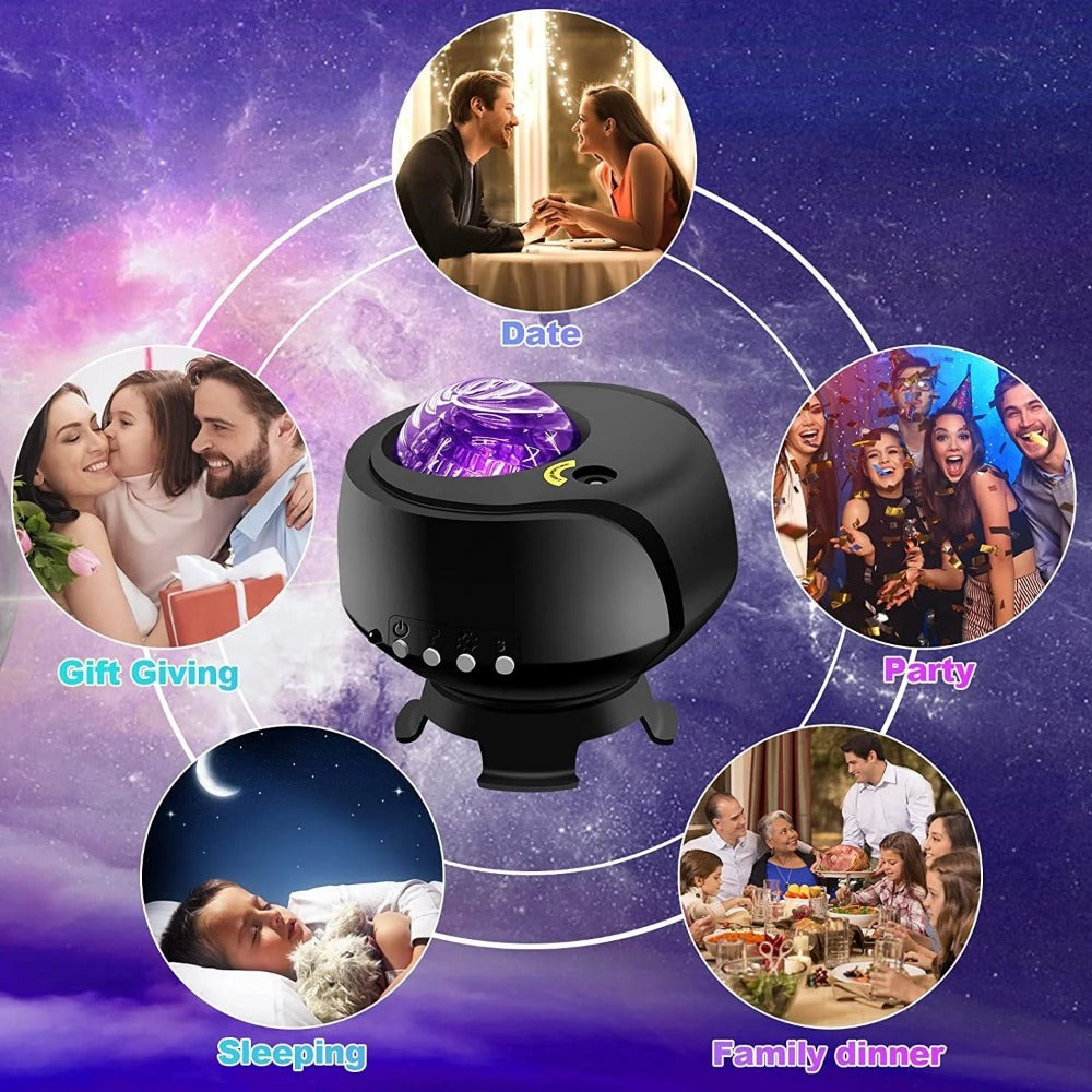 2025 New Galaxy Star Projector with Music & Aurora Lights – 16 Color Changing Nebula Night