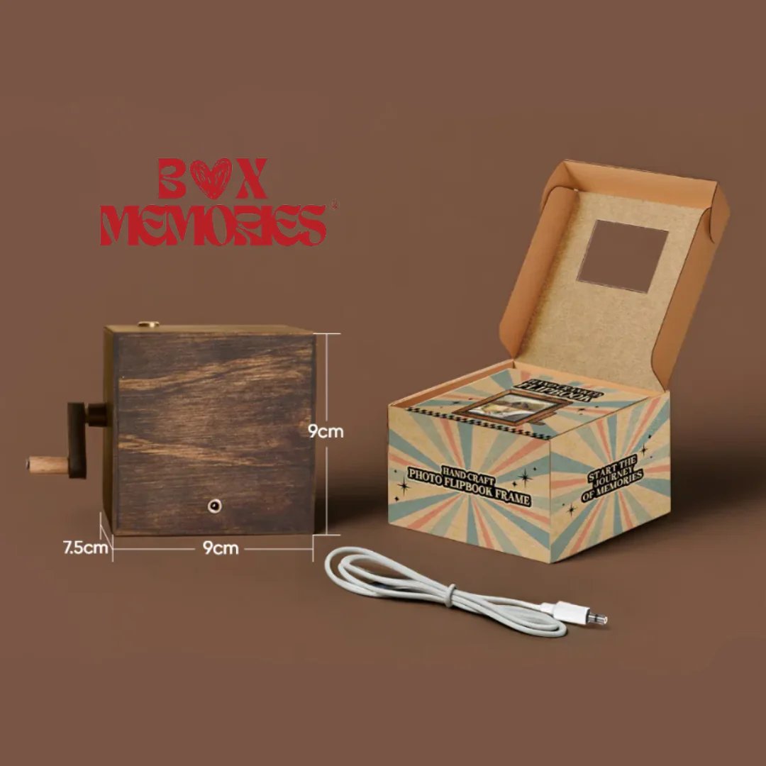 📸DIY Custom Photo🎁🎁 Personalized Flip Frame Mechanical Hand-cranked Photo Album Plus with Light