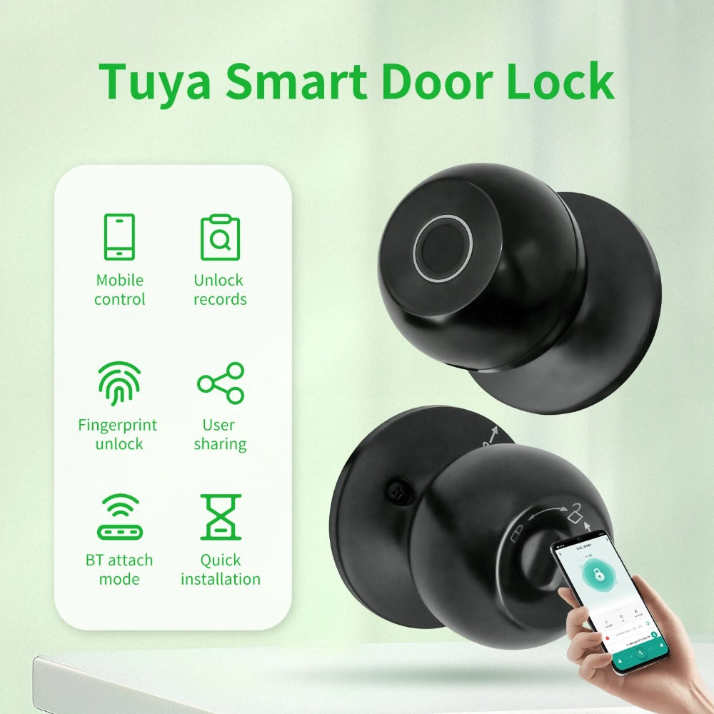 Tuya Smart Fingerprint Door Lock – Keyless Entry, Remote Control, and Home Security for Apartments & Bedrooms