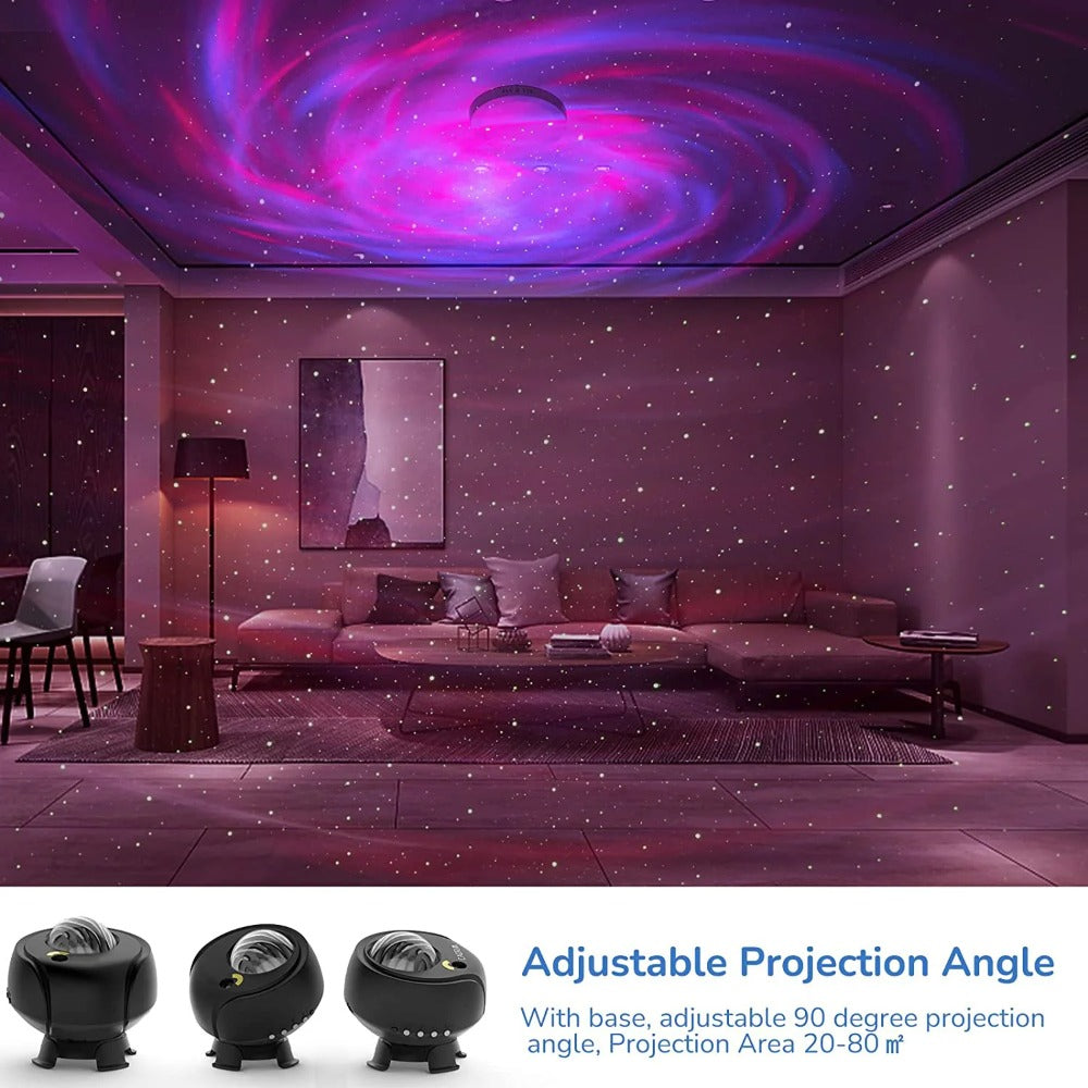 2025 New Galaxy Star Projector with Music & Aurora Lights – 16 Color Changing Nebula Night