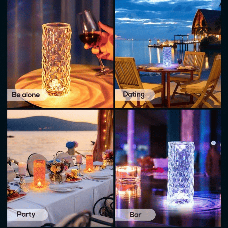 🌈Hot Selling Decorations💡16 Colors Rose Rays Crystal Diamond Table Lamp