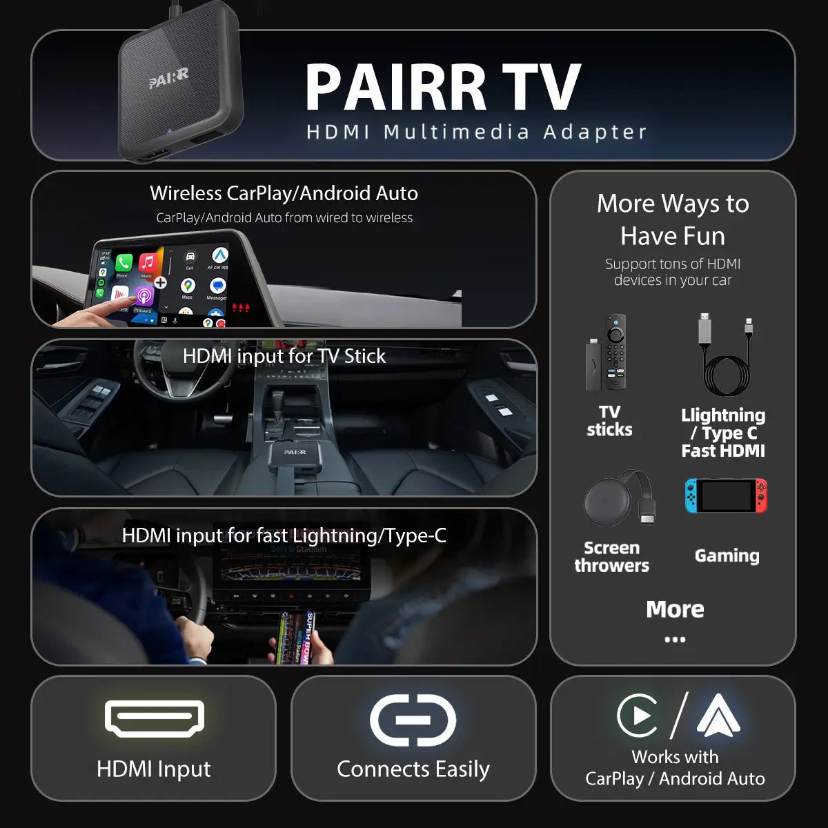 🔥Free shipping🔥 2025 Upgraded Pairr TV-HDMI Multimedia Wireless CarPlay/Android Auto Adapter
