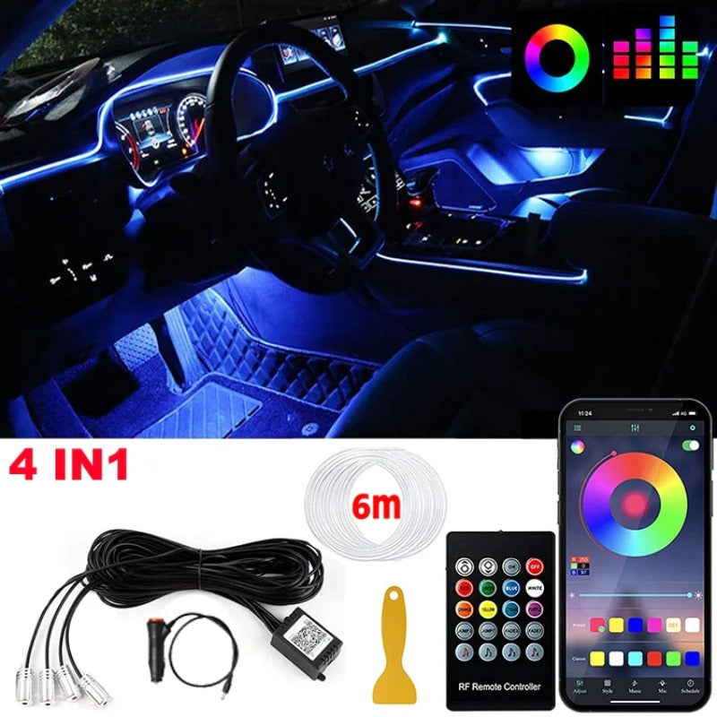 Smart RGB LED Car Interior Light Kit – 16M Colors, Music Sync, App-Controlled Ambient Glow