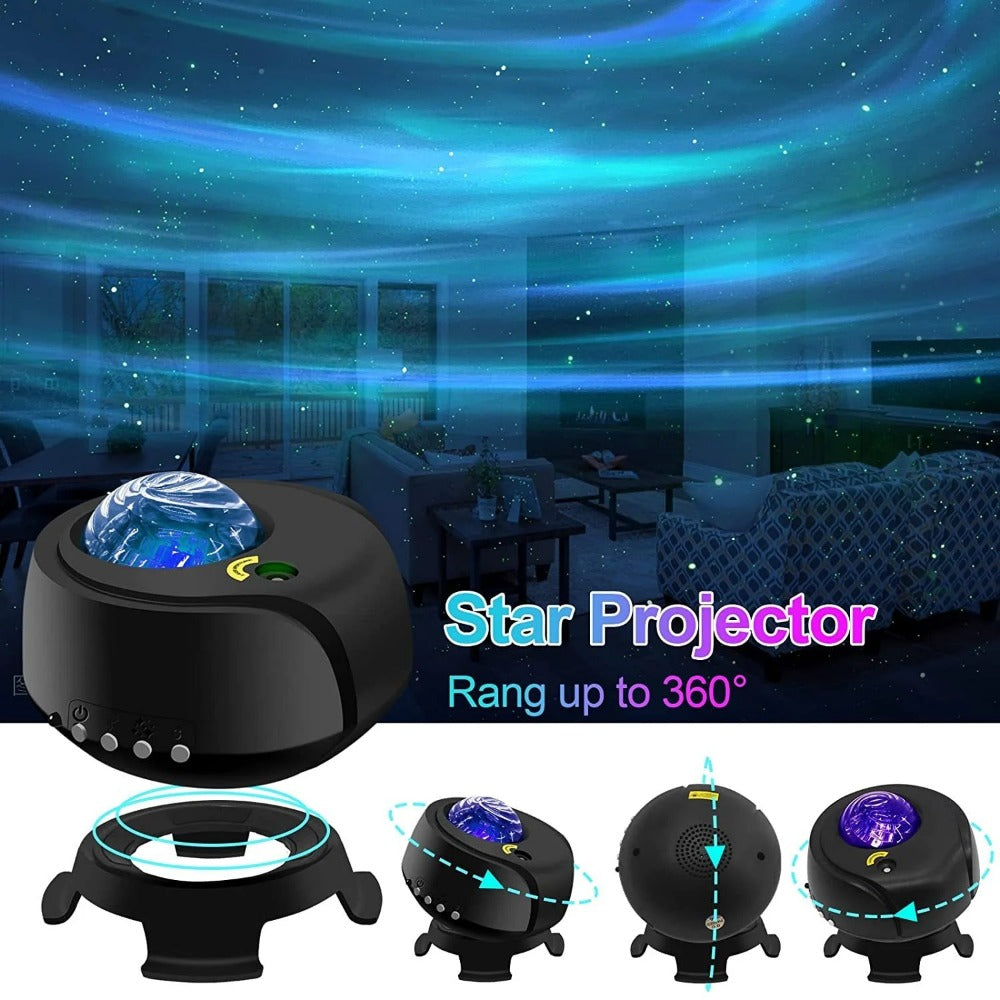 2025 New Galaxy Star Projector with Music & Aurora Lights – 16 Color Changing Nebula Night