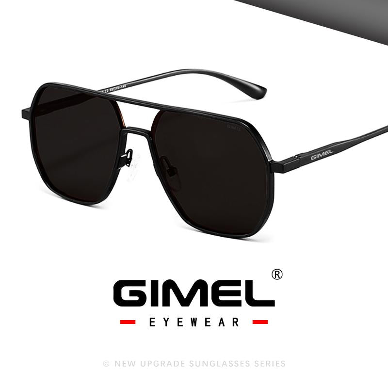 GIMEL-07 Polarized Aviator Sunglasses – Unisex UV400 Travel & Driving Eyewear | Geometric Frame, Double Beam Design