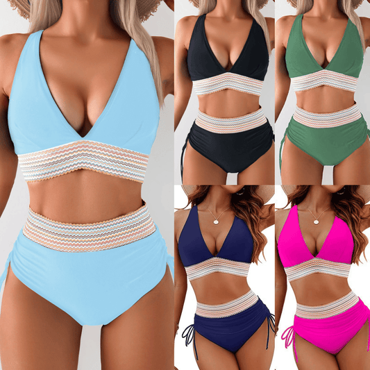 ✨✨2025 High Waisted Tummy Control Color Block Bikini Sets✨