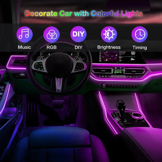 Smart RGB LED Car Interior Light Kit – 16M Colors, Music Sync, App-Controlled Ambient Glow