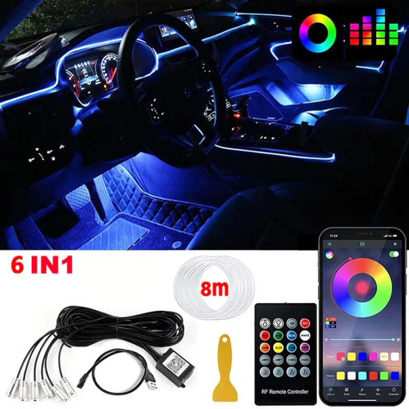 Smart RGB LED Car Interior Light Kit – 16M Colors, Music Sync, App-Controlled Ambient Glow