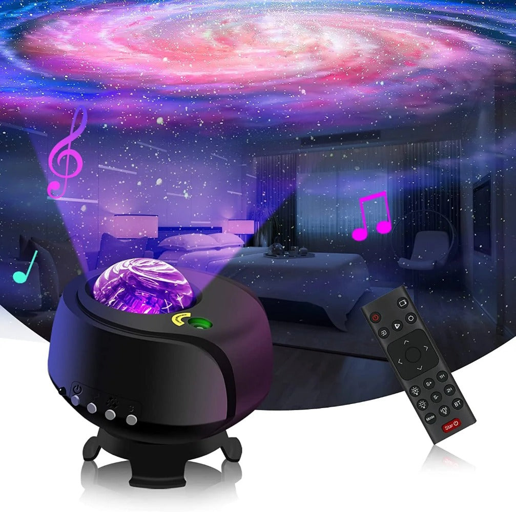 2025 New Galaxy Star Projector with Music & Aurora Lights – 16 Color Changing Nebula Night