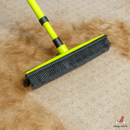 Pet Hair Removal Broom – Multi-Surface Rubber Broom with Squeegee