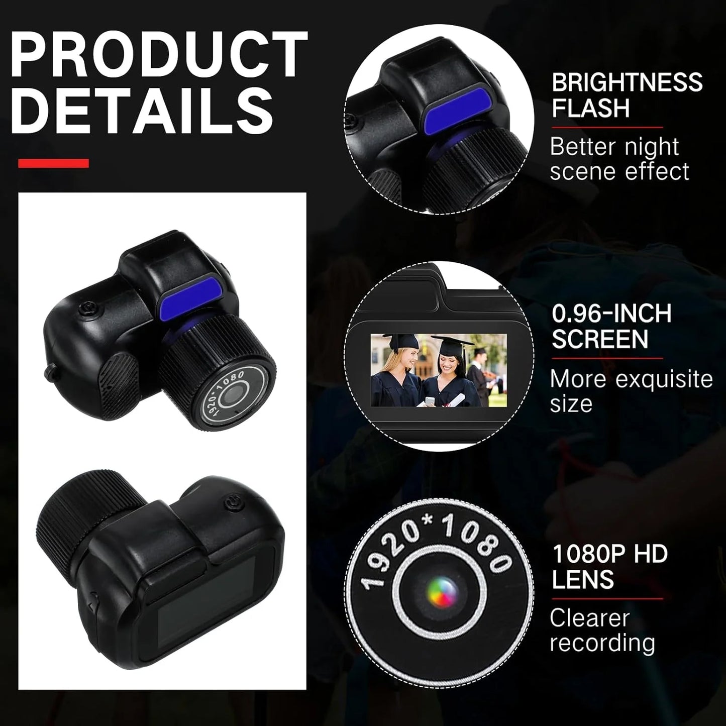 Retro Mini Camera with Screen – 1080p HD Portable Video Recorder
