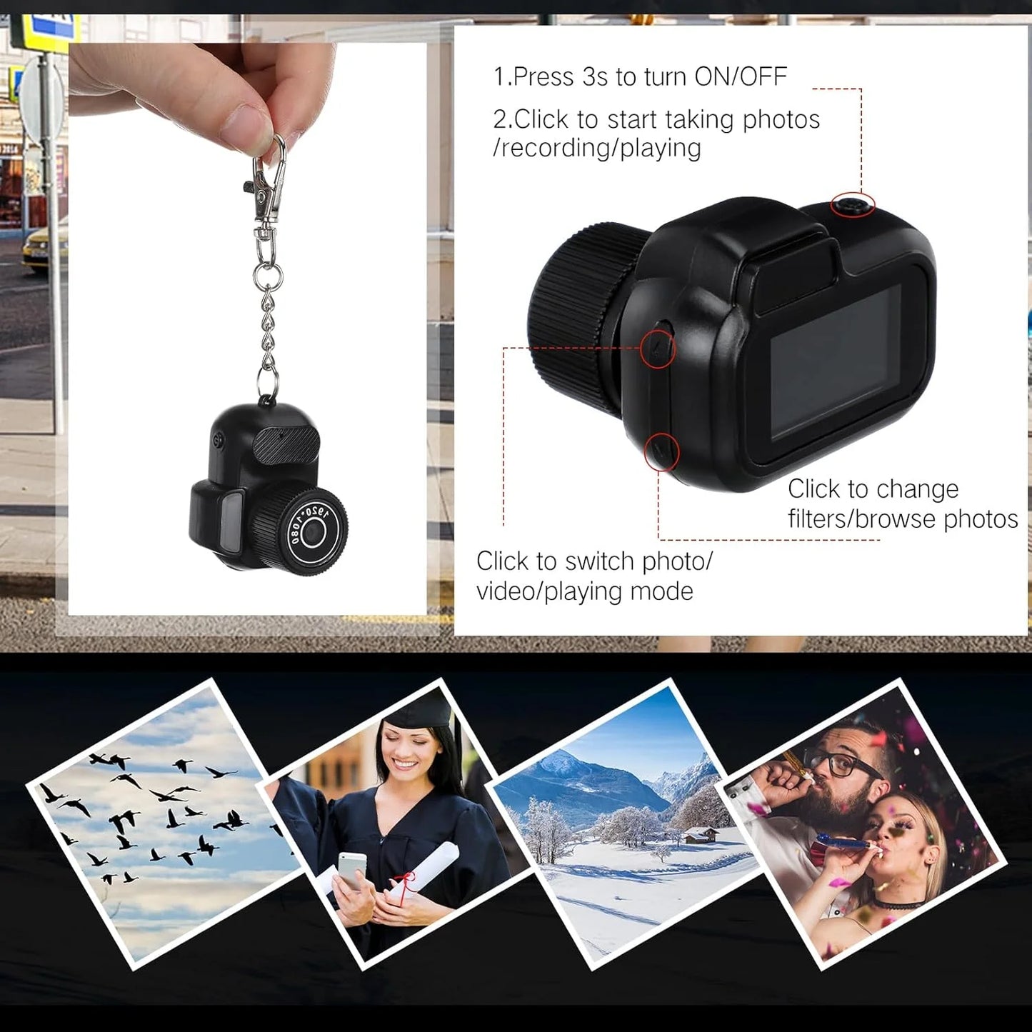 Retro Mini Camera with Screen – 1080p HD Portable Video Recorder