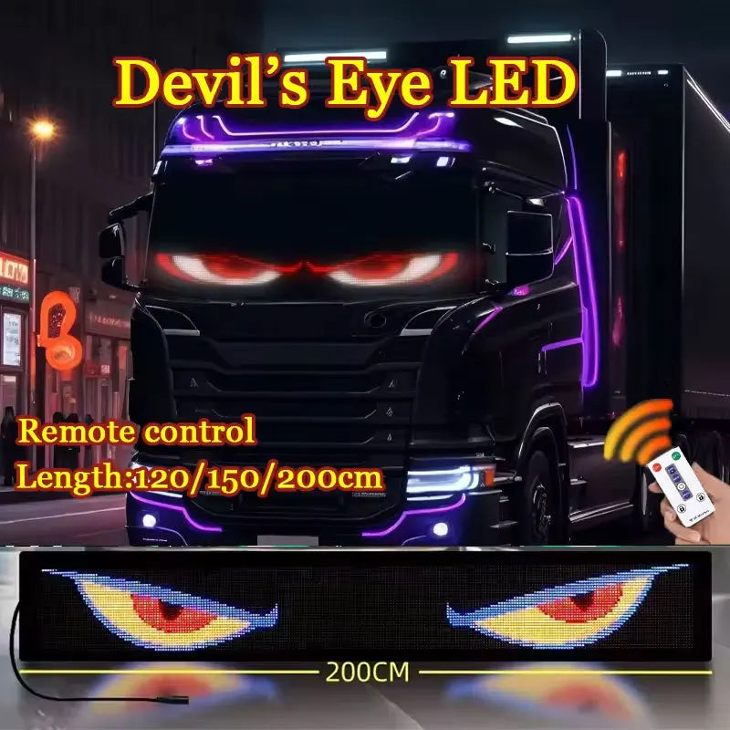 Devil’s Eye LED Matrix Sign – Remote Control Scrolling Pixel Display Light for Cars & Trucks