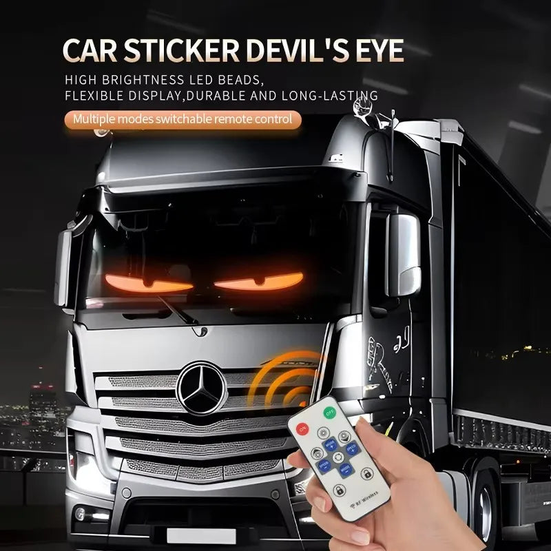 Devil’s Eye LED Matrix Sign – Remote Control Scrolling Pixel Display Light for Cars & Trucks
