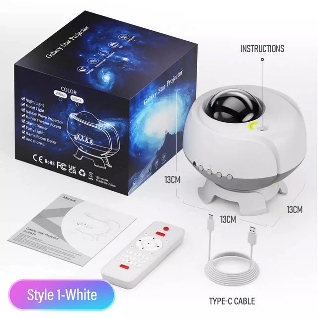 2025 New Galaxy Star Projector with Music & Aurora Lights – 16 Color Changing Nebula Night
