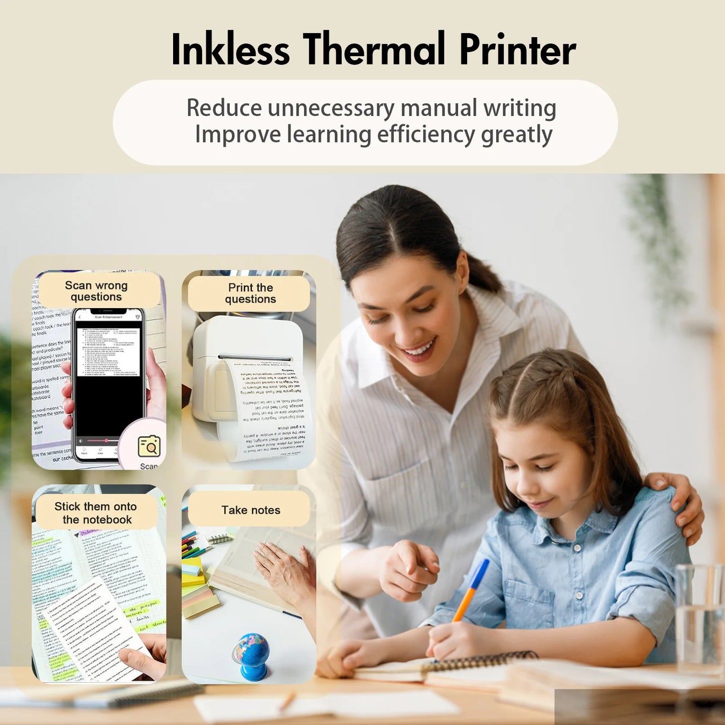 Portable Bluetooth Thermal Label Printer – Inkless Pocket Label Maker for Home, Office & Study (Includes 1 Roll Label Paper