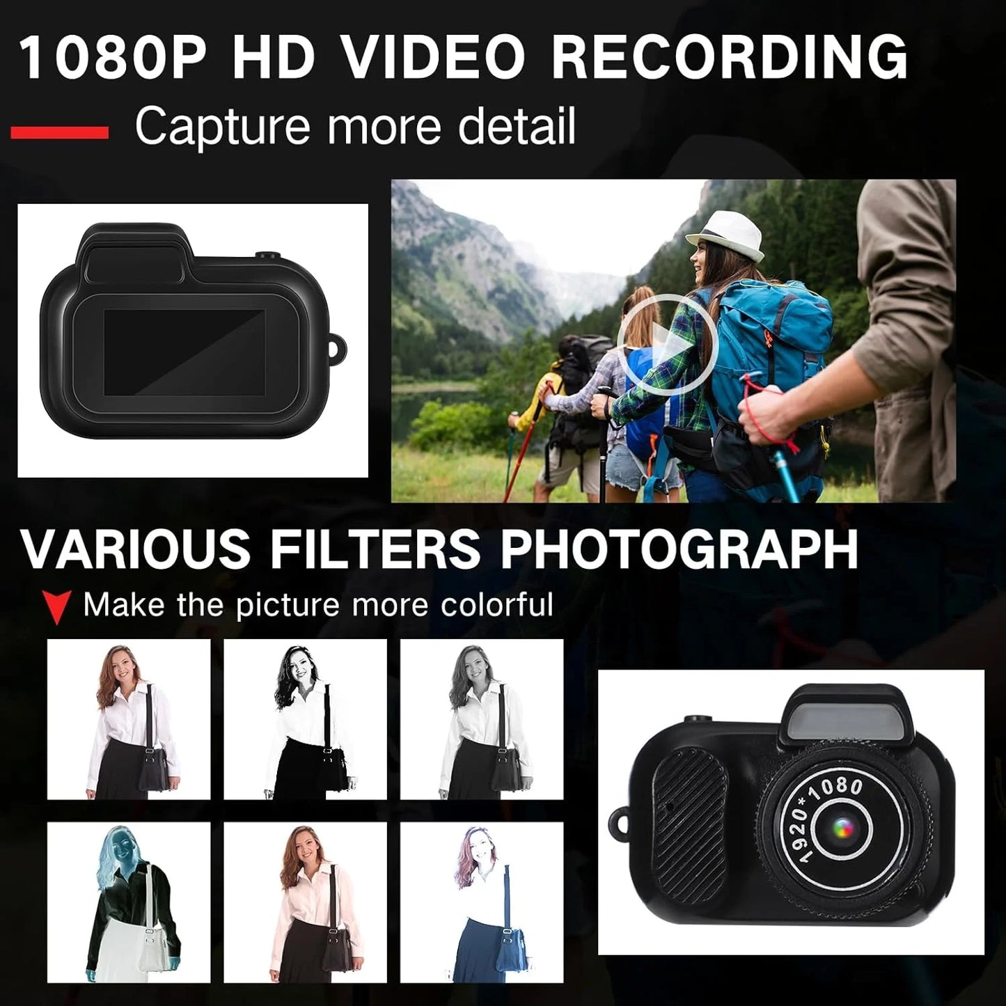 Retro Mini Camera with Screen – 1080p HD Portable Video Recorder