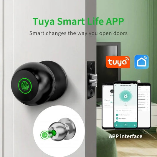 Tuya Smart Fingerprint Door Lock – Keyless Entry, Remote Control, and Home Security for Apartments & Bedrooms