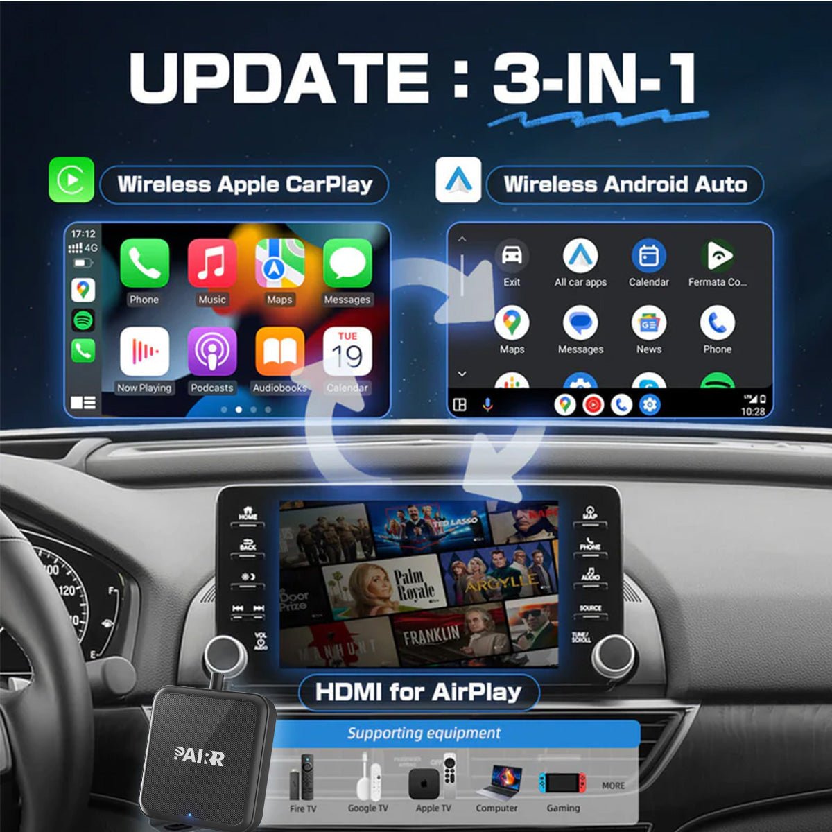 🔥Free shipping🔥 2025 Upgraded Pairr TV-HDMI Multimedia Wireless CarPlay/Android Auto Adapter