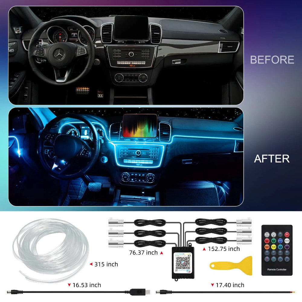 Smart RGB LED Car Interior Light Kit – 16M Colors, Music Sync, App-Controlled Ambient Glow