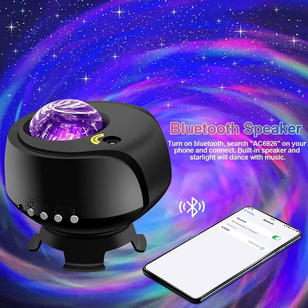2025 New Galaxy Star Projector with Music & Aurora Lights – 16 Color Changing Nebula Night