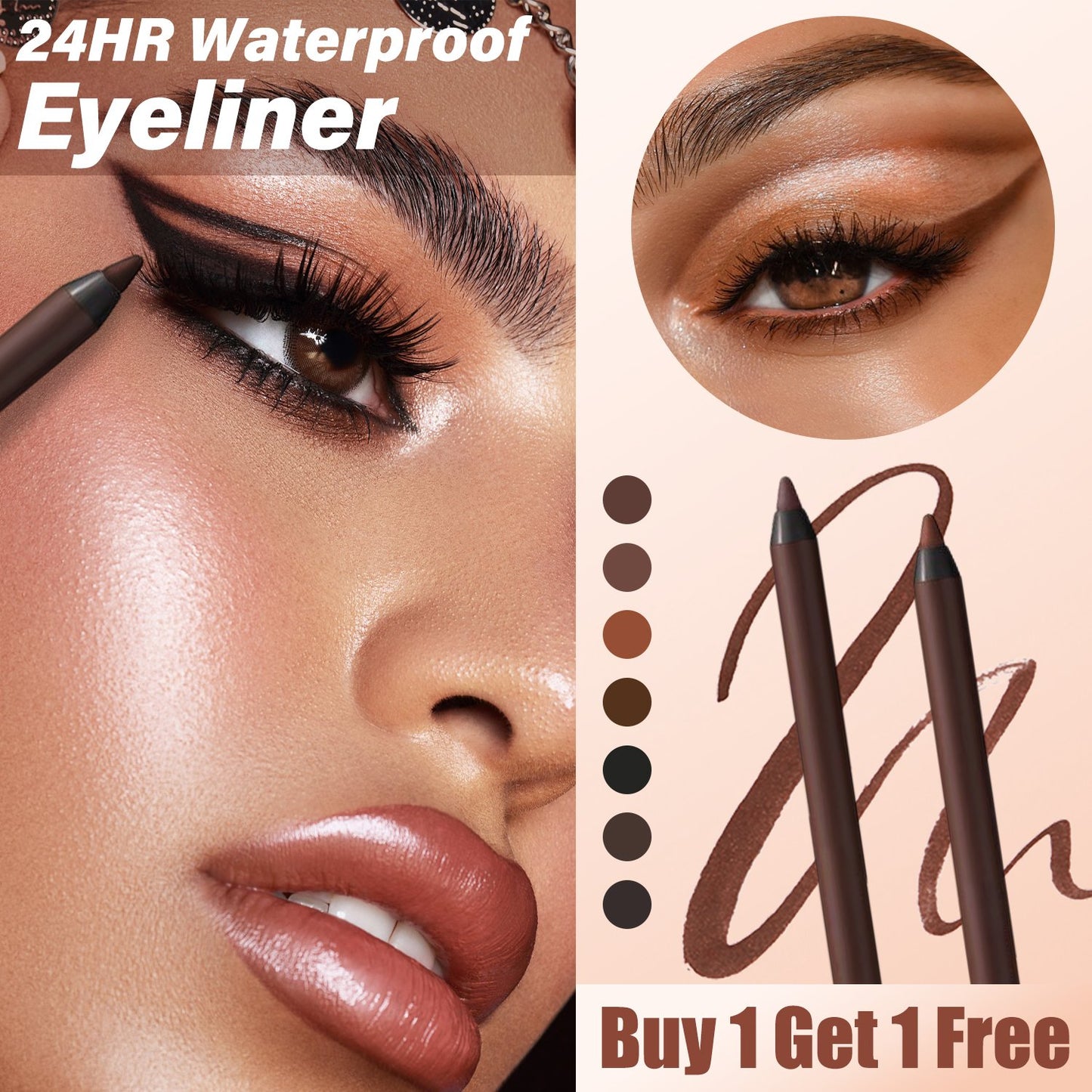 🔥🤩Buy One Get one Free Until Sold Out🌟24 HR Waterproof Eyeliner Duo Sharpenable Eye Pencil