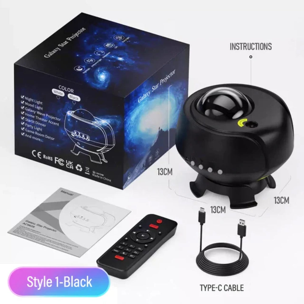 2025 New Galaxy Star Projector with Music & Aurora Lights – 16 Color Changing Nebula Night