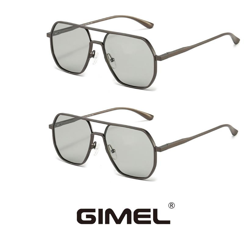 GIMEL-07 Polarized Aviator Sunglasses – Unisex UV400 Travel & Driving Eyewear | Geometric Frame, Double Beam Design