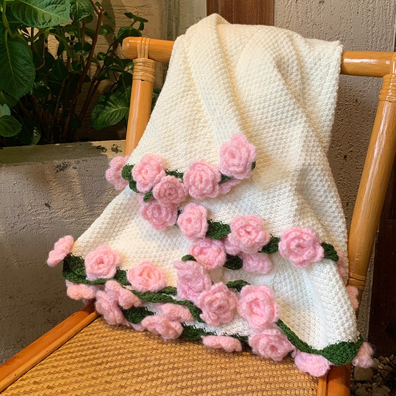 🌸Hand-Knitted Flower Bouquet Blanket🌸🛏️Lightweight yet warm for all seasons